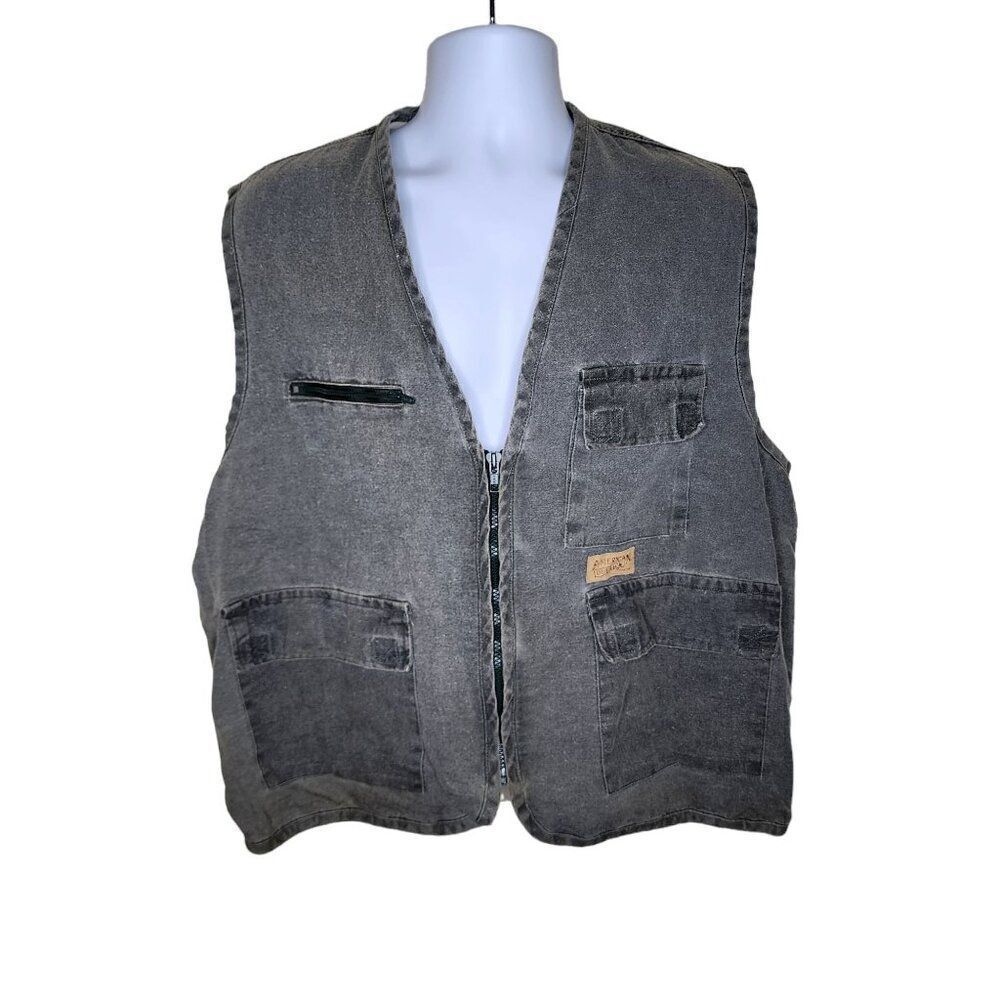 Vintage 90s American Outback Largemouth Bass Fishing Sport Vest Mens L Green